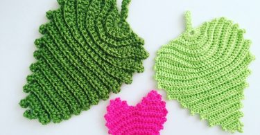 a picture of crochet leaves