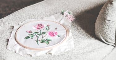 floral design on white textile