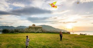 boy flying a kite