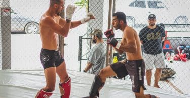 men training mma at the gym