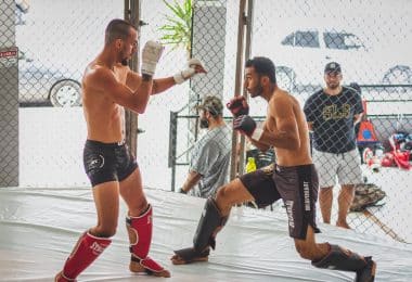 men training mma at the gym