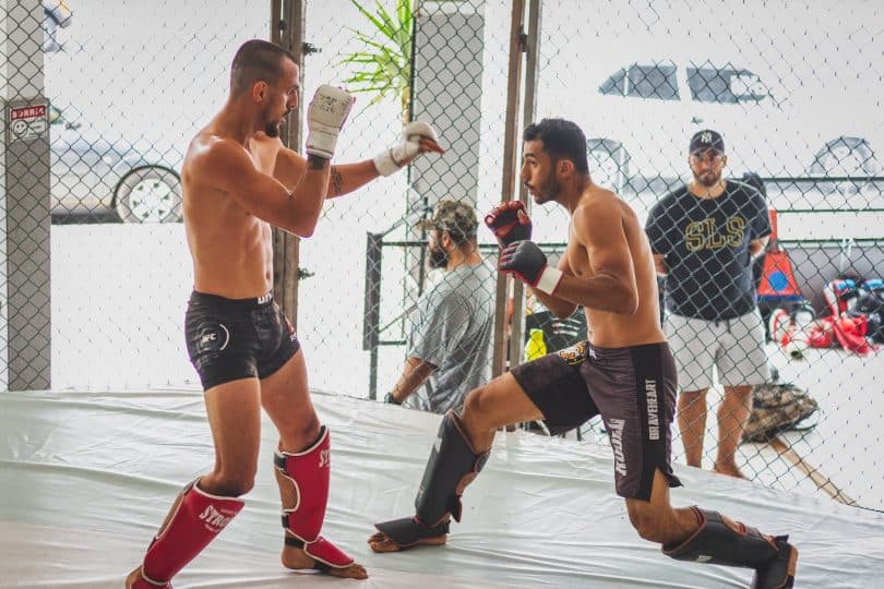 men training mma at the gym